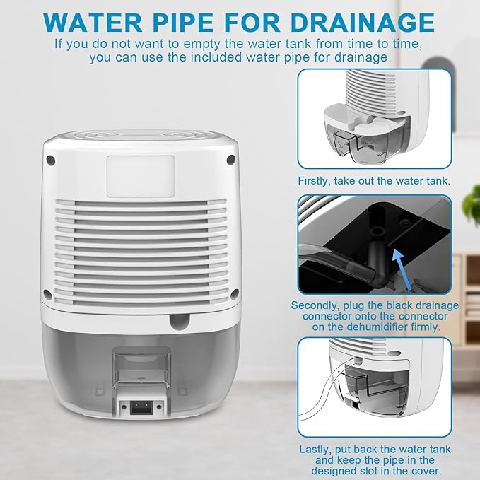 Dehumidifier with Drain Hose. Litever Small Portable Dehumidifier. Auto-OFF. - Image 6