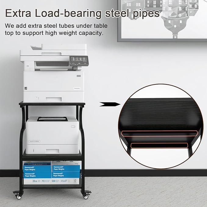 Natwind Large Printer Stand, 3 Tier Rolling Printer Cart - Image 3