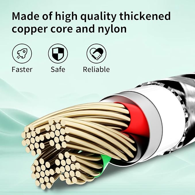 USB C Multi Charging Cable, 3 in 1 Charging Cable Nylon Braided Universal - Image 5