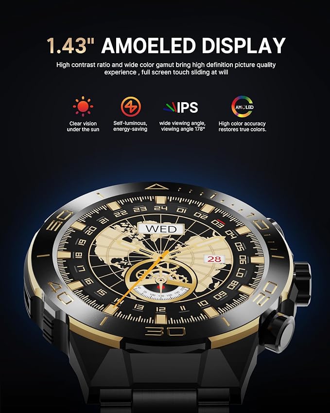 Smart Watch for Men Answer/Make Call for Android iPhone, 1.43" AMOLED HD Screen - Image 4