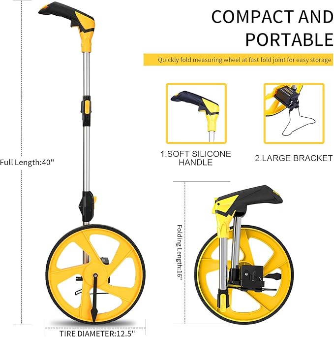 Zozen Measuring Wheel in Feet and Inches, Mechanical/Double Collapsible/One Key - Image 3