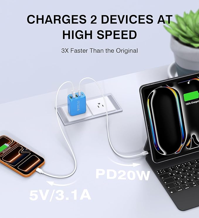 2-Pack USB C Wall Charger Block, 60W 5-Port C Charger Fast Charging Block PD - Image 7