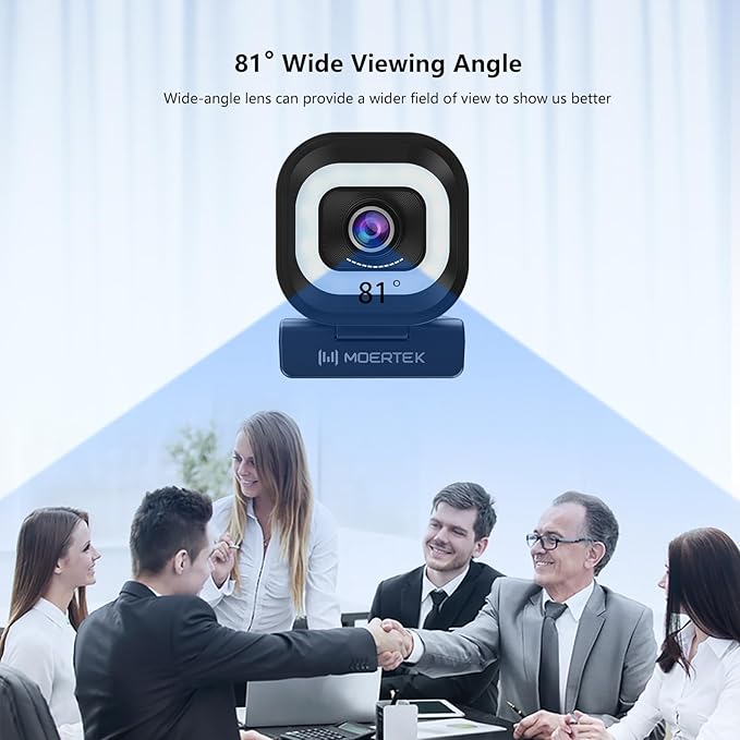 4K Webcam with 5-Level LED Light, 12MP Camera, USB Webcam with Dual - Image 6