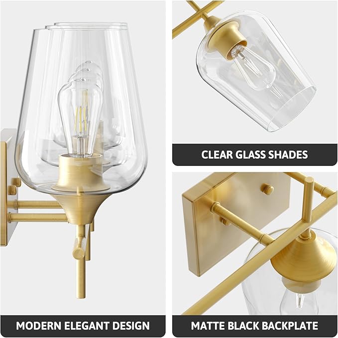 VONLUCE Bathroom Vanity Light, 3 Light Bathroom Light Fixture Over Mirror - Image 4
