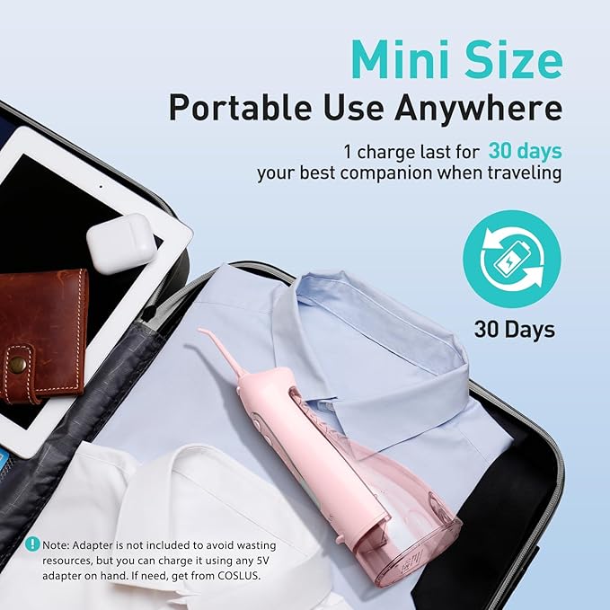 COSLUS Water Dental Flosser Teeth Pick: Portable Cordless Oral Irrigator 300ML - Image 6