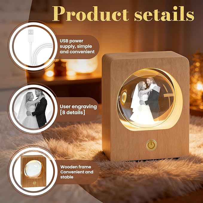 Gloryage Personalized 3D Crystal Photo Lamp – Custom Engraved Memory Ball - Image 4