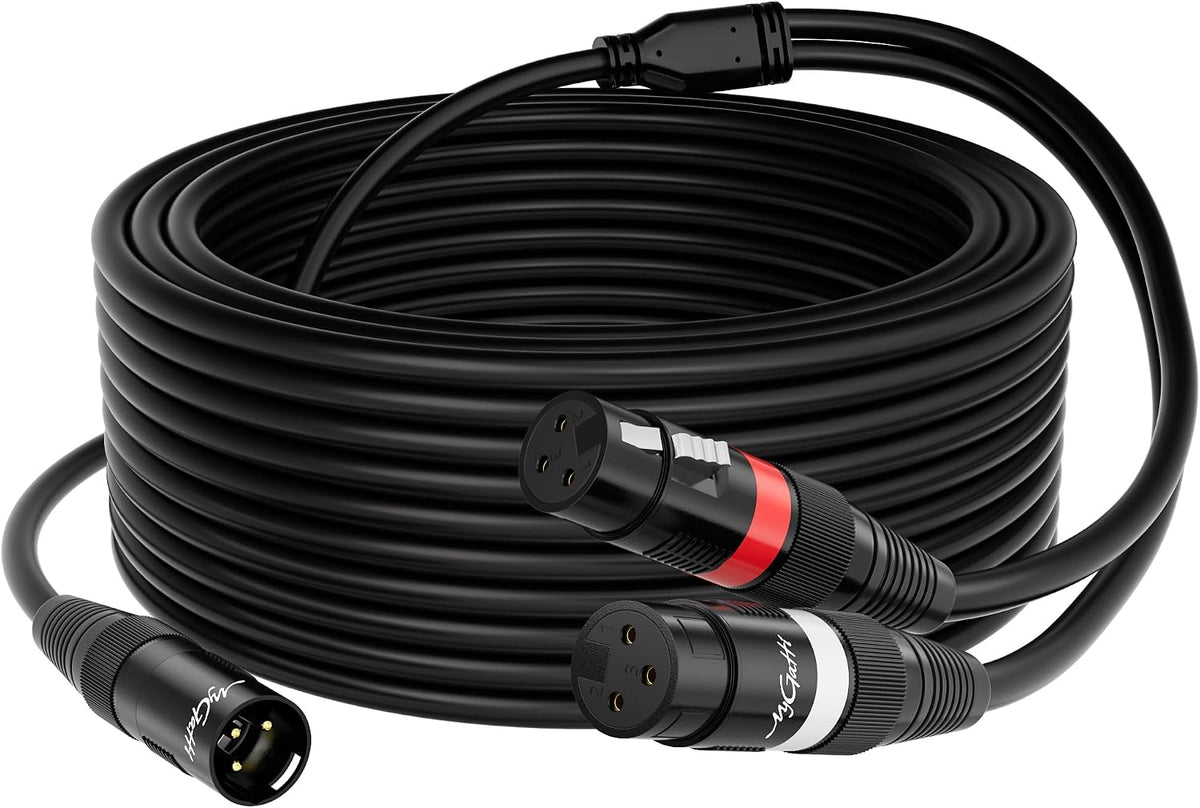 Mygatti XLR Splitter Y-XLR Cable 100 FT, Bi-Directional Balanced Microphone