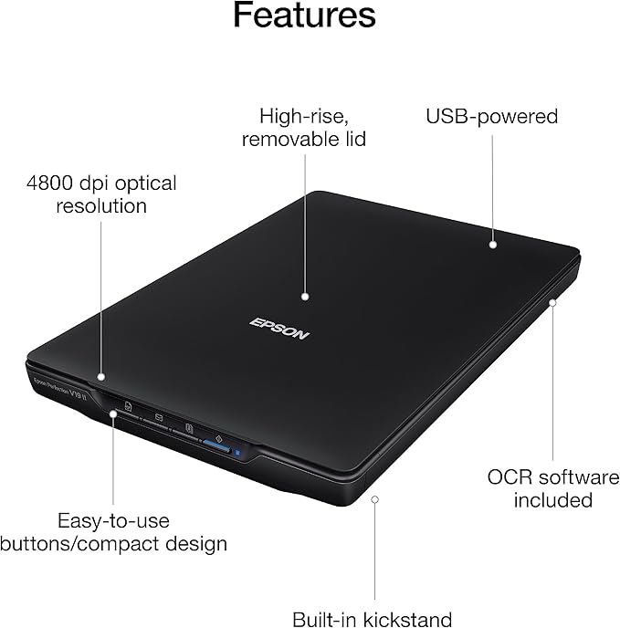Epson Perfection V19 II Color Photo and Document Flatbed Scanner - Image 3