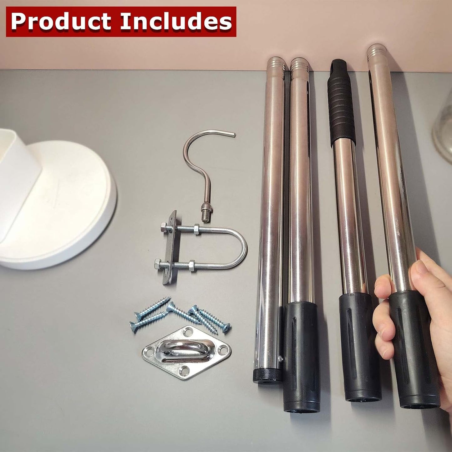 Attic Pull Down Hook System Kit, Heavy Duty Ladder Door Stairs Puller Rod Pole Replacement for Ropes Cord String with 2 Handles