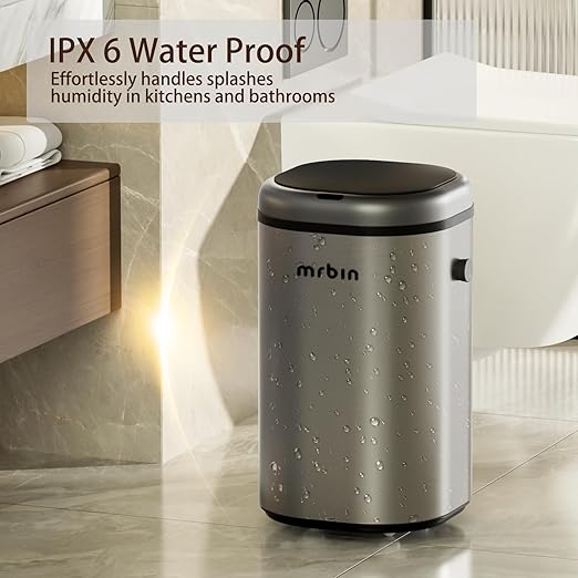 MRBIN Stainless Steel Adsorption Motion Sensor Trash Can Removable, 18L / - Image 6