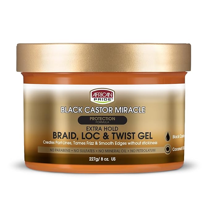 African Pride Black Castor Miracle Extra Hold Braid, Twist Gel by AfricanPride