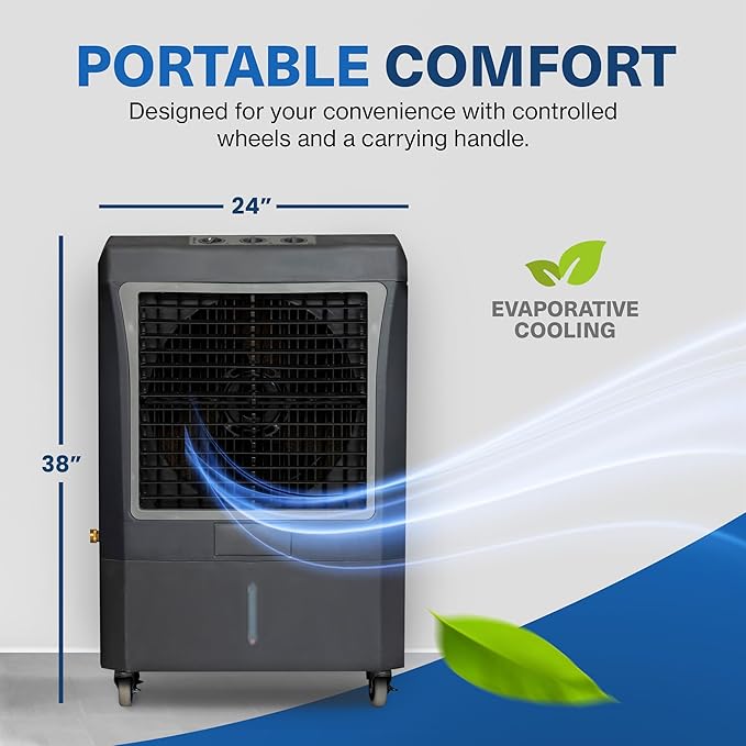 Hessaire MC37M Indoor or Outdoor Portable Oscillating Evaporative Swamp Air - Image 5