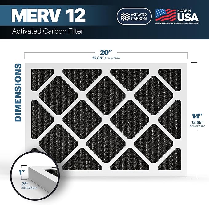 BNX TruFilter 14x20x1 MERV 12 Odor Defense AC Furnace Air Filter - Image 2