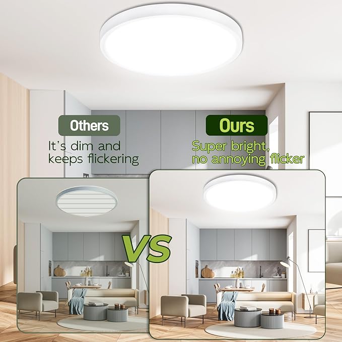 hykolity 2 Pack 9 Inch Selectable CCT LED Round Flat Panel Light, 18W 1800LM - Image 4