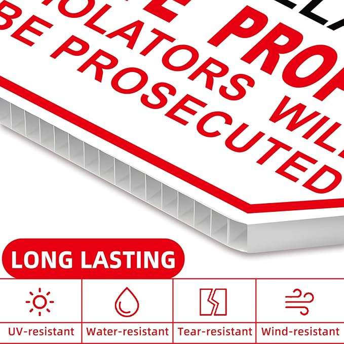 NO Trespassing Signs Private Property Video Surveillance Sign, Large 4-Pack - Image 4