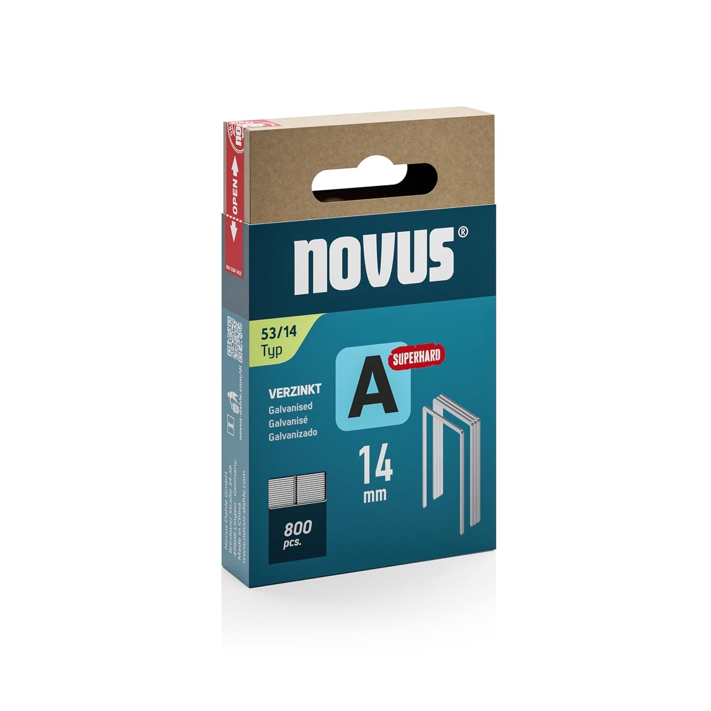 Fine Wire Staples 14 mm "Super Hard" 800 Staples Type 53/14 Staples Sliding Box Staples for Fabrics, Fabrics and Wire Mesh