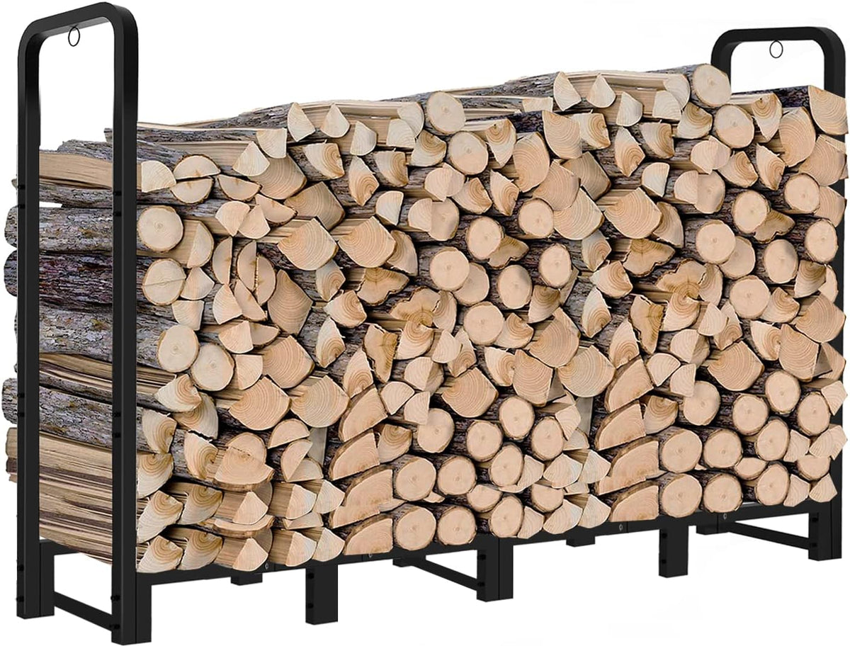 8ft outdoor firewood rack, upgraded heavy duty logs, main product view