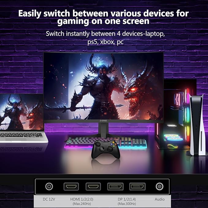 Z-Edge 27 inch Curved Gaming Monitor, FHD 1080P 300Hz 280Hz 240Hz Curved - Image 9