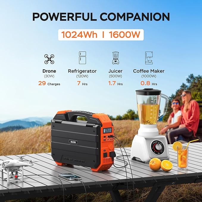 BLAVOR Portable Power Station 1600W, Built-in Solar Panel, 1024Wh LiFePO4 - Image 3