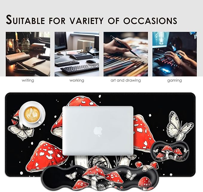BFUKVOU Large Keyboard Mouse Pad Set, Extended Mouse Pad+Keyboard Wrist Rest - Image 7