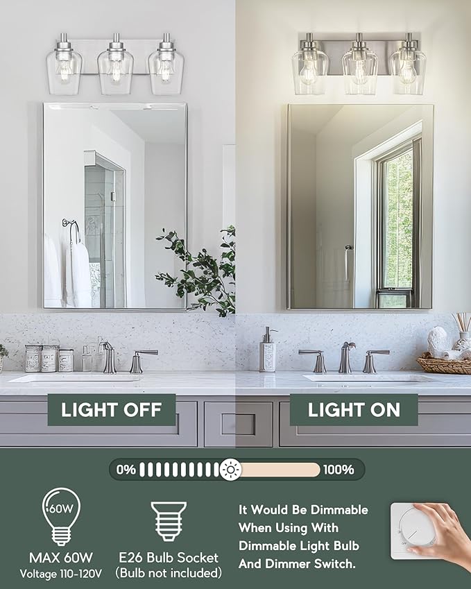 METWET Bathroom Light Fixtures, 3-Light Modern Vanity Light - Image 4