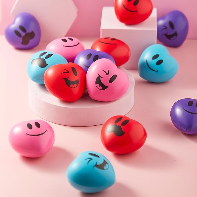 JOYIN 15 Pcs Valentines Heart Shape Stress Ball, Valentine's Day 3 inch Heart - Image 7