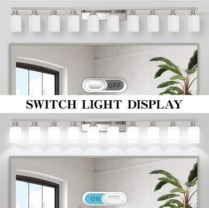 DIKAIDA 10-Light Bathroom Vanity Light Brushed Nickel, 64.5in Vanity Lights - Image 5