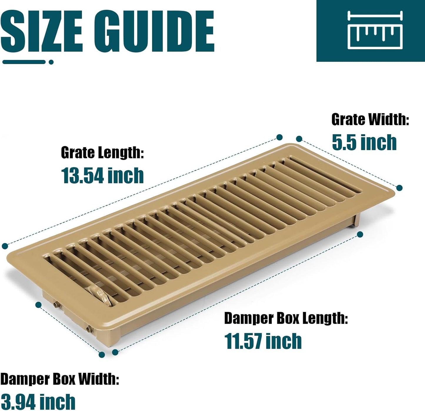 Floor Register 4x12, 2 Pack Brown Floor Vent Covers | Steel Adjustable Air Supply Grille Register Vent Cover Grill for Sidewall and Floor, Vent Covers for Home Floor