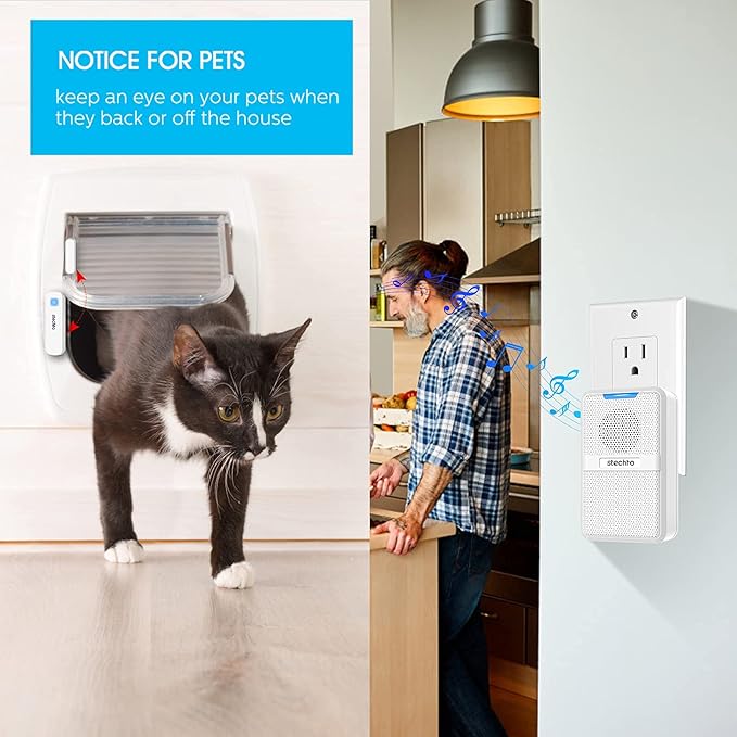 Door Chime, Wireless 600Ft Range 5 Levels Adjustable Volume Magnetic Door Open - Image 5