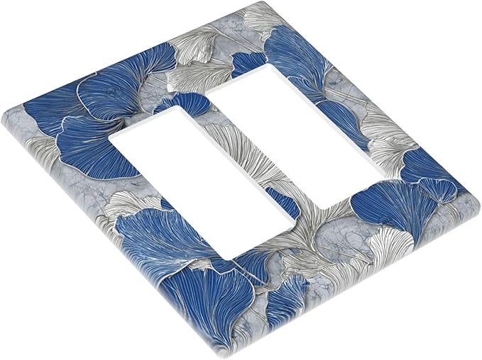 Bvtewkhz Abstract Blue Marble Plant Leaves 2 Gang Double Rocker Decorative - Image 3