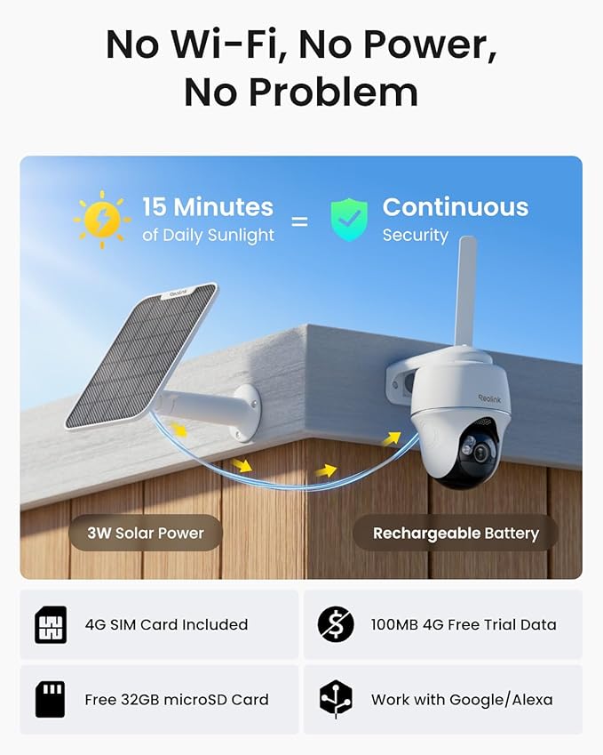 REOLINK 5MP 4G LTE Cellular Security Camera Outdoor, 360° Pan-Tilt, Sim+32GB SD - Image 2