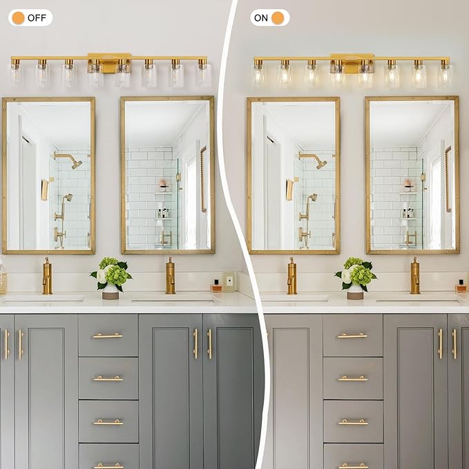 8 Light Gold Bathroom Light Fixtures, Modern Large Vanity Lights - Image 5