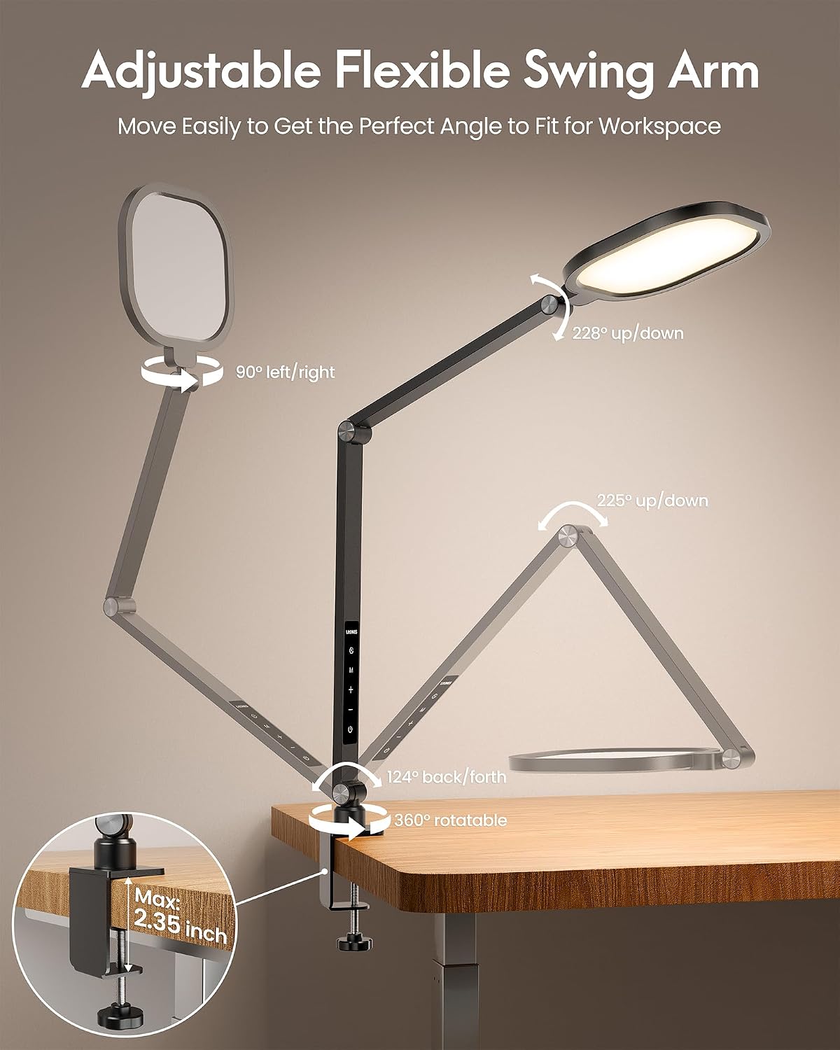 Zoom Lighting for Computer, LED Desk Lamp with Clamp for Video Conference | Dimmable Light for Video Recording, Zoom Meeting, Video Calls, Adjustable Swing Arm, Remote, Memory & Timer, CRI >95