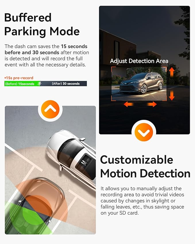 Vantrue N2X 2.7K Dash Cam Front and Inside, 5G WiFi Dual Dash Camera - Image 5