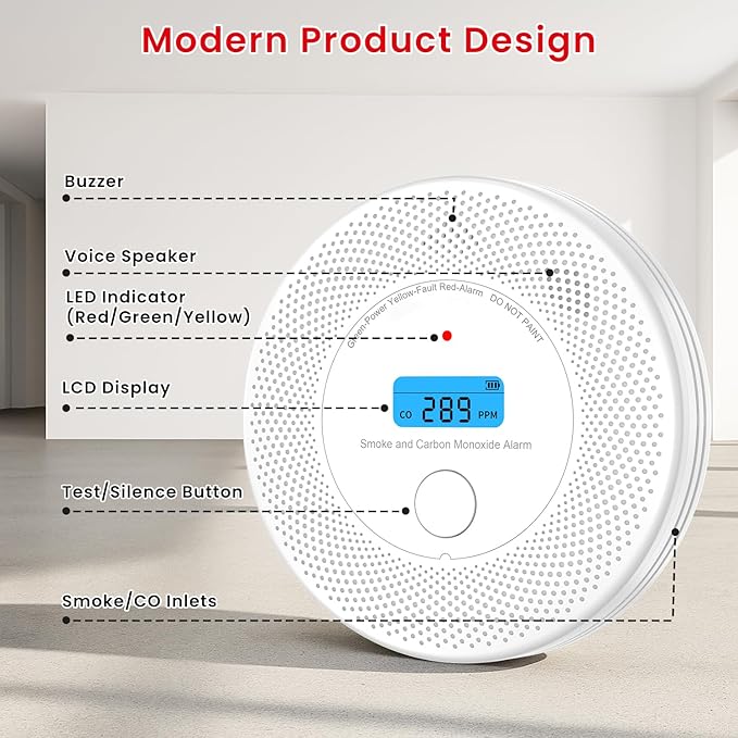 Alertlink 2-in-1 Smoke and Carbon Monoxide Detector Alarm, - Image 3