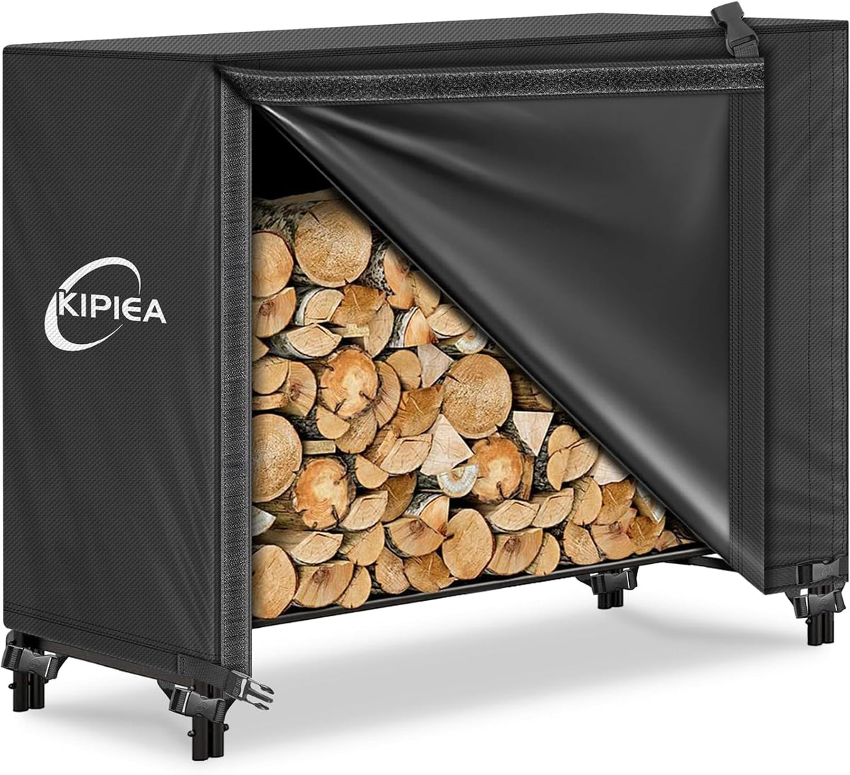 kipiea 4ft waterproof firewood storage log rack cover, main product view