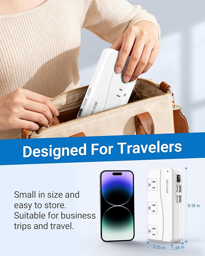 BESTEK Universal Travel Adapter 100-220V to 110V Voltage Converter 250W - Image 8