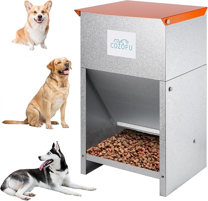 Dog Feeder - Galvanized Metal Pet Food Station by COZOFU