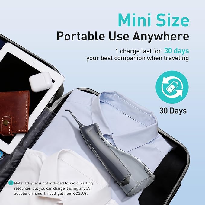 COSLUS Water Dental Flosser Teeth Pick: Portable Cordless Oral Irrigator 300ML - Image 6