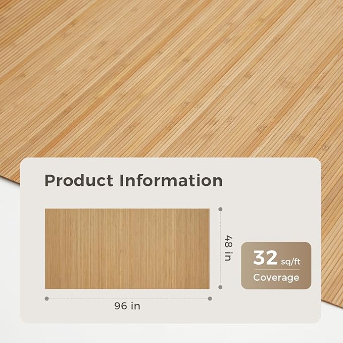 OUZUGIE 1 Pack 96x48 Inch Natural Bamboo Wall Panel – Twinned Carbides Pole - Image 2