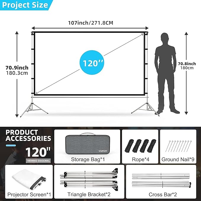 Projector Screen Outdoor, Vamvo Portable Projectors Screen - Image 9