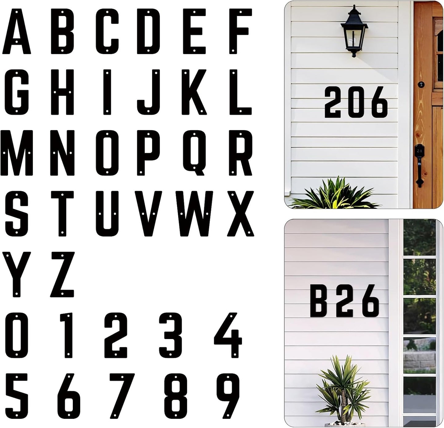 12 Inch 3 PCS Custom Large House Numbers, Modern House Address Number Letters, Metal Door Number, Large Black Address Letters Numbers for Home Street Apartment Outside
