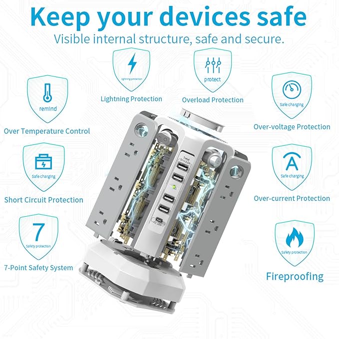 Surge Protector Power Strip Tower - Image 6