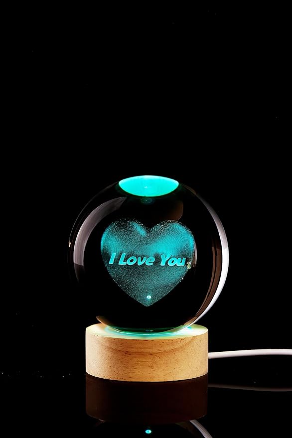 3D Crystal Ball Lamp, Lifelike LED Heart Night Light, 16 Color Changing Light - Image 8