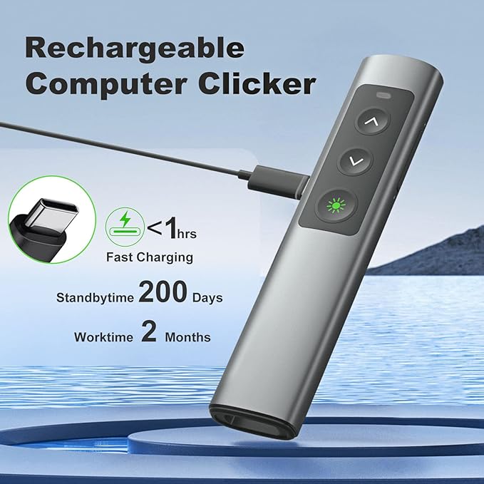 Rechargeable Green Laser Pointer Presentation Clicker - Image 6