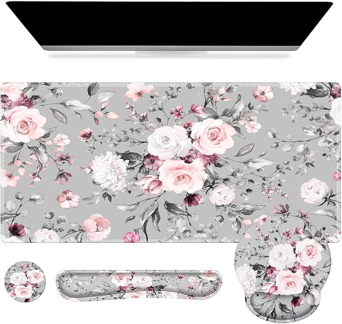iCasso Large Mouse Pad Wrist Support Set, 4in1 XXL Big Mousepad + Keyboard by iCasso
