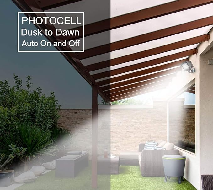DAKASON 30W LED Flood Light Outdoor, Dusk-to-Dawn Photocell 180° Adjustable - Image 2