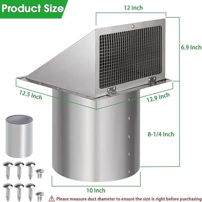 10 Inch Wall Vent Exhaust Vent Cover, Hooded Wall Vent - Image 2