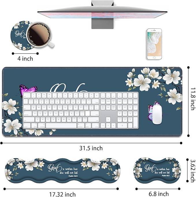 4 in 1 Ergonomic Keyboard Wrist Rest & Mouse Pad Wrist Rest Set, Large XXL - Image 2