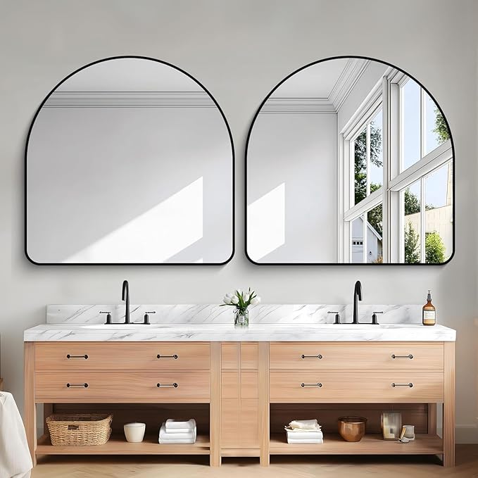 Arched Bathroom Mirror, Wall Mounted Mirror, Vanity Wall Mirror Metal Frame - Image 8